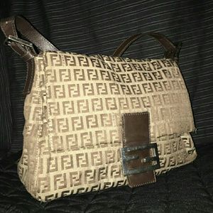 Fendi Zucca Mama Forever Flap Brown Canvas Bag